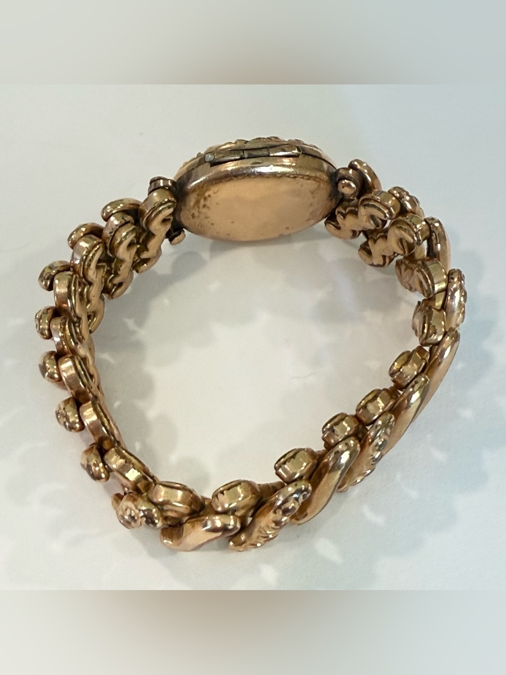 Vintage Rolled Gold Expansion Bracelet Photo Locket Monogram Victorian Style - Picture 10 of 16